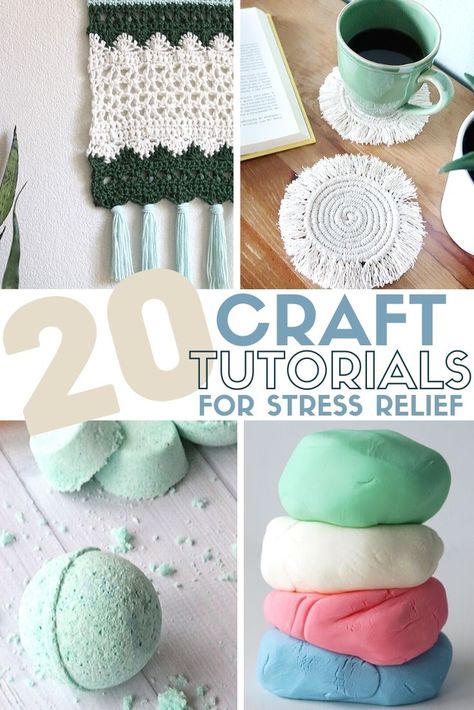 Need a little self-care? These 20 Craft Tutorials for Stress Relief will calm the mind while keeping your fingers busy. Click Here! #thecraftyblogstalker #selfcareideas #crafttutorials #selfesteem #craftprojects #craftideas #stressrelief Therapy Crafts For Adults, Relaxing Crafts For Adults, Water Candles Diy, Mops Crafts, Mindful Art, Calm The Mind, Diy Hanging Shelves, Diy Galaxy, Crochet Wall Hangings