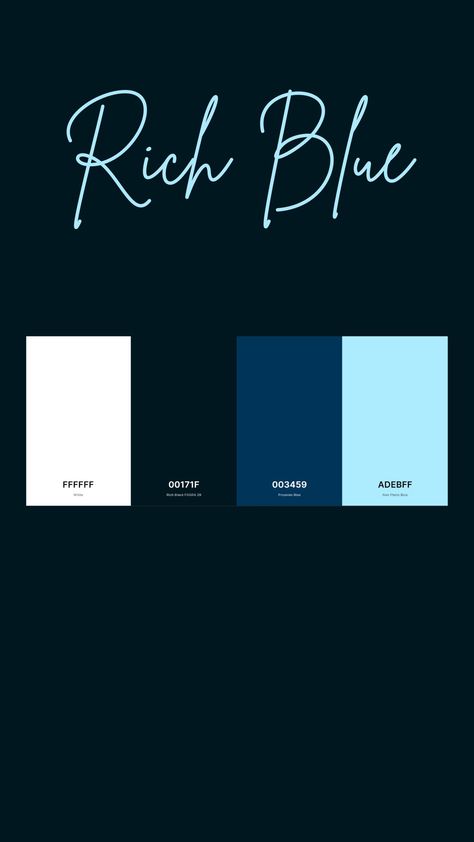 Black Blue Colour Palette, Color Palette Sophisticated, Css Color Palette, Rich Blue Color Palette, Blue Color Palette Website, Color Palette For Graphic Design, Visual Identity Color Palette, Sapphire Blue Color Palette, Black White Blue Color Palette