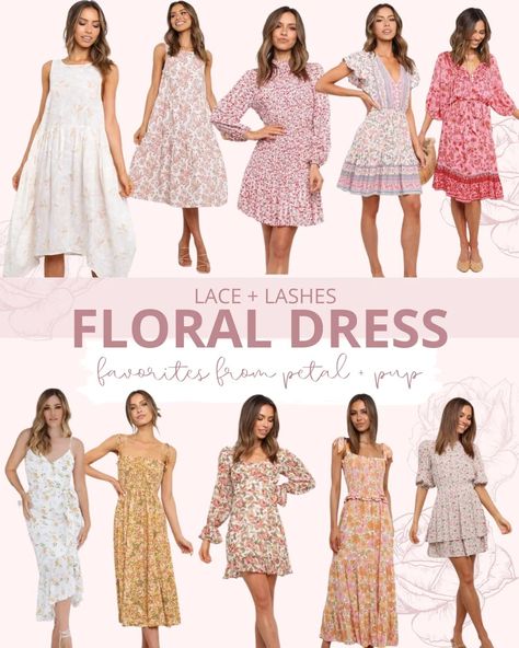 The Prettiest Floral Dresses for Summer - Lace & Lashes Vacation Floral Print Dress With Ruffled Straps, Pink Floral Summer Dress With Ruffles, Pink Floral Ruffle Dress For Vacation, Pink Floral Print Vacation Dress, Pink A-line Floral Dress For Vacation, Pretty Floral Dress, Summer Wardrobe Staples, Dresses For Summer, Summer Lace