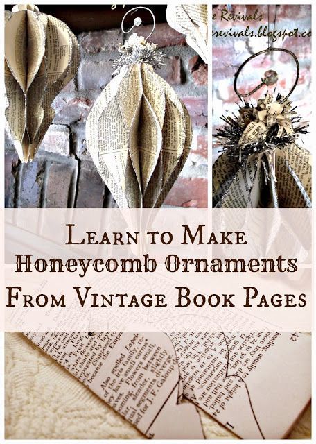 Honeycomb Ornaments, Stary Papier, Jul Diy, Old Book Crafts, Book Page Crafts, Ornament Tutorial, Paper Ornaments, Book Folding, Noel Christmas