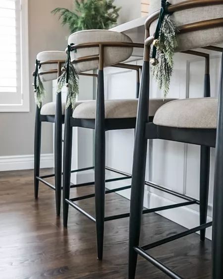 Counter Stools With Backs And Arms, Bar Stools For Black And White Kitchen, Black Rattan Counter Stools, White Leather Counter Stools, Bar Stools With Black Island, Counterheight Stool With Back, Countertop Bar Stools, Black Barstools In Kitchen With Backs, White Wood Bar Stools