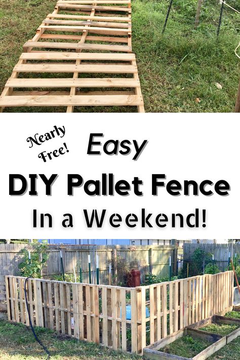 Pallet Fences, Pallet Fence Diy, Wood Pallet Fence, Trough Garden, Diy Backyard Fence, Diy Privacy Fence, Rustic Landscaping, Garden Fence Ideas, Diy Garden Fence