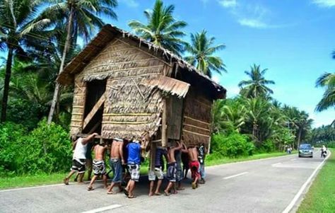 Bayanihan Nipa Hut, Beautiful Philippines, Sea Peoples, Hut House, Filipino Art, Philippines Culture, Filipino Funny, Filipino Culture, Moving House