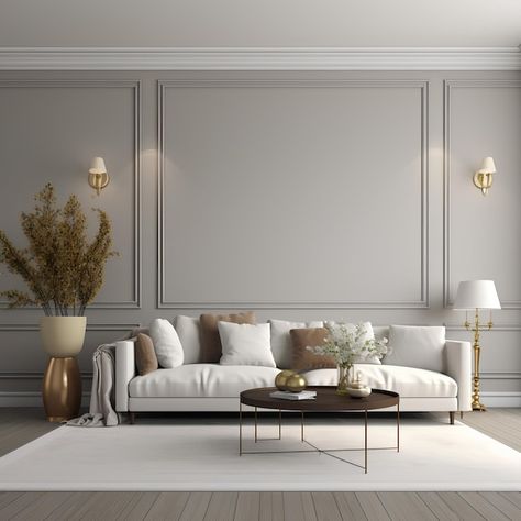 Wall Molding Living Room, Colonial House Interior, Formal Living Room Designs, White Wall Paneling, Living Room Panelling, Colonial Interior, Living Wall Decor, Colonial Style Homes, Living Room Design Decor