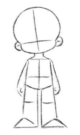 Sketch Poses Reference Male, How To Draw Body Simple, Cartoon Person Drawing Simple, Cute Body Template, How To Draw A Chibi Face, Cool Cartoons To Draw, Chibi Design Character, Chibi Poses Standing, Chibi Face Shape