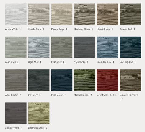 Hardie Board and Fiber Cement Siding Guide| StateLine Exteriors Hardie Plank Colors, Hardie Board Siding Colors, Exterior Home Improvement Ideas, Hardie Board Colors, James Hardie Siding Colors, Hardie Board Siding, Hardy Plank Siding, Hardie Board, Birth Colors