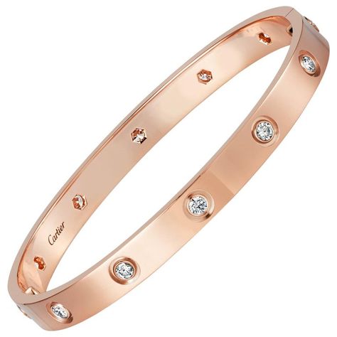 Cartier Rose Gold Ten-Diamond Love Bracelet New Screw System Diamond Bracelet Design, Jewelry Staples, Dior Vintage, Jewelry Bracelets Gold, Coin Pendant Necklace, Cartier Jewelry, Bracelets Gold Diamond, Love Bracelet, Gold Jewelry Indian