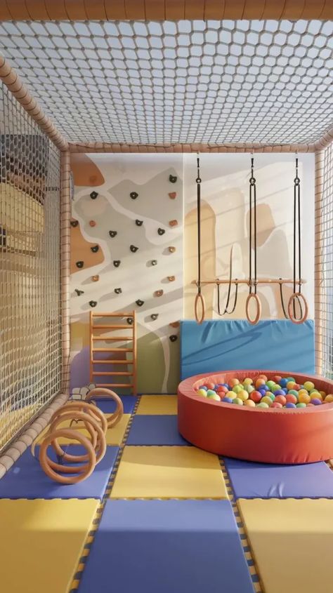 Indoor Jungle Gyms and Obstacle Courses for Kids - Home with Ava At Home Indoor Playground, Indoor Playroom Ideas For Kids, Indoor Jungle Gym Playroom, Indoor Play Gym For Kids, Kids Playground Indoor, Indoor Sensory Gym, Kids Obstacle Course Ideas, Indoor Toddler Gym, Kids Gym Room