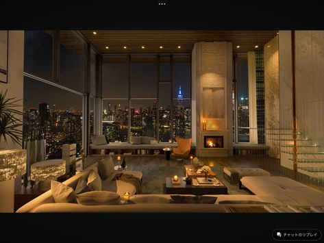 High Rise Apartment Aesthetic Living Room, Japanese Penthouse Apartment, Old Money Penthouse, Big Apartment Luxury, Big Modern Apartment, Luxury City Apartment, New York Apartment Interior, Old Money Interior Design, Old Money Interior