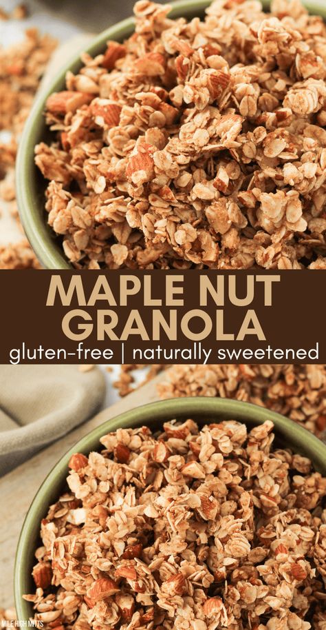 Nut Granola Recipe, Healthy Homemade Granola Recipe, Sugar Free Granola, Homemade Granola Healthy, Maple Syrup Recipes, Granola Recipe Healthy, Nut Granola, Granola Recipe Homemade, Gluten Free Granola