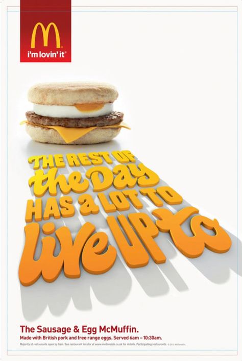 Brilliant Use of 3D in Ads Typography Design Ideas, Sausage And Egg Mcmuffin, Typography Ads, 3d Typography Design, Advertising Methods, 광고 디자인, Creative Advertising Design, Publicidad Creativa, Food Advertising