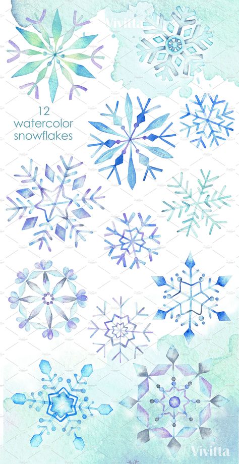 Detailed Snowflake Drawing, How To Paint A Snowflake, Snowflake Watercolor Paintings, Christmas Card Snowflake, How To Paint Snowflakes, Winter Line Art, Snowflake Drawing Art, Watercolour Snowflakes, Snowflakes Painting