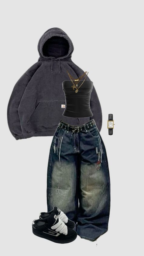 Outfit Ideas Baggy, Baggy Jeans Outfits, Clothes Coquette, Looks Hip Hop, Street Style Outfits Casual, Trashy Outfits, Outfits Stylish, Outfit Inspo Casual, Swaggy Outfits