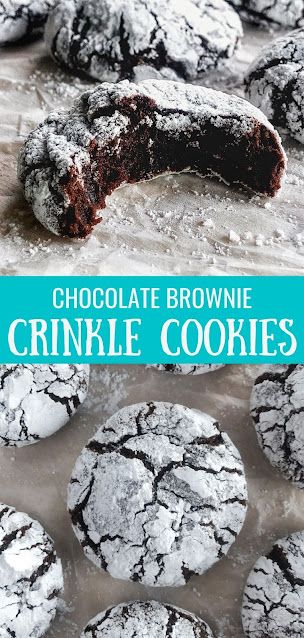 Fudgy Chocolate Crinkle Cookies, Brownie Crinkle Cookies, Powdered Sugar Cookies, Crackle Cookies, Crinkle Cookies Recipe, Chocolate Crinkle, Chocolate Brownie Cookies, Fudge Cookies, Chocolate Crinkle Cookies