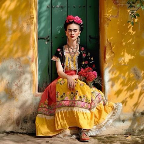 Frida Kahlo Outfit Ideas, Frida Kahlo Fashion, Frida Kahlo Drawing, Transformation Dress, Frida Kahlo Dress, Freida Kahlo, Frida Paintings, Frida Style, Frida Kahlo Portraits