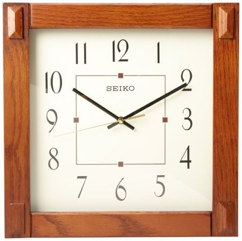 Seiko Wall Clock With Dark Brown Case ** See this great product. Square Clocks, Mission Oak, Square Wall Clock, Tabletop Clocks, Wood Clocks, Wooden Wall Clock, Mission Style, Wood Wall Clock, Wooden Clock