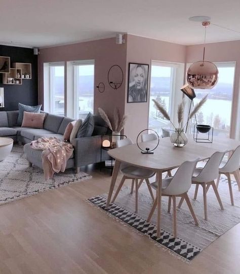 Blush Pink Living Room, Interior Design Dining Room, Kitchen Decor Apartment, Pink Living Room, Dining Room Interiors, Small Living Room Decor, Decor Home Living Room, Living Room Decor Apartment, Room Interior Design