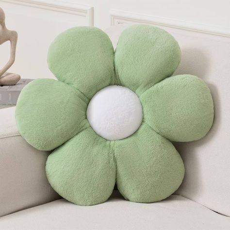 Cute Green Pillows, Green Flower Pillow, Flower Pillows, Pillows For Sofa, Sage Green Flowers, Flower Cushion, Room Stuff, Pillows Flowers, Green Pillows