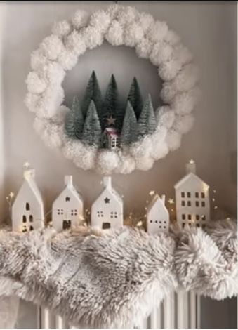 Diy Natal, Cozy Sunday, Christmas Decor Trends, Christmas Village Sets, White Christmas Wreath, White Christmas Decor, Old Christmas, Christmas Room, Christmas Tree Themes