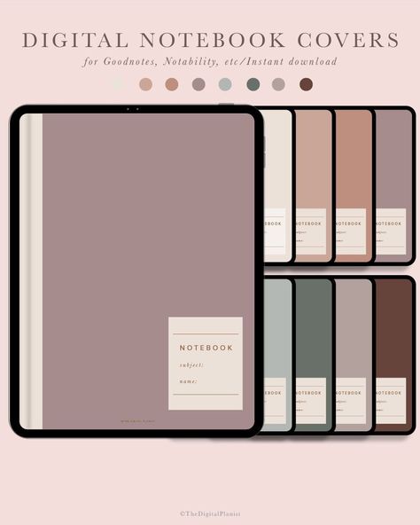 Digital Notebook Covers for ipad and tablet | Goodnotes Covers | Notes Covers Templates | 8 Color Options | Instant Download | US letter | dailyplanner #dailyplanneruk #minimalistdailyplanner #dailyroutineplanner🖌️ Good Notes 5 Notebook Covers, Digital Planner Background, Minimalist Notion Cover, Planner Design Cover, Digital Planner Cover Ideas, Goodnote Cover Template, Goodnote Notebook Covers, Etsy Listing Template, Digital Notebook Cover Aesthetic