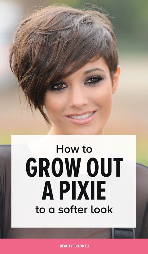 How to grow out a pixie to a softer look, according to celebrity hairstylist Bill Angst. Growing Out Hair Tips, Carre Haircut, Grow Out A Pixie, Growing Short Hair, Fixing Short Hair, Growing Out Pixie Cut, Grown Out Pixie, Growing Out Hair, Bangs Bob