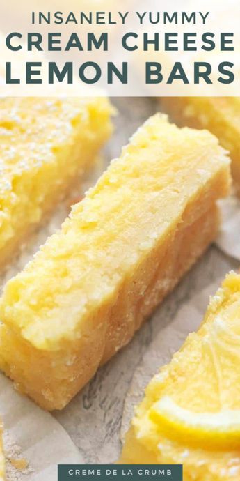 Perfectly ooey gooey lemon bars made extra rich with lemon cream cheese filling on a buttery shortbread crust | lecremedelacrumb.com Cream Cheese Lemon Bars, Dessert Recipes Lemon, Lemon Cream Cheese Bars, Cream Cheese Bars, Lemon Dessert, Lemon Bars Recipe, Cheese Bar, Torte Cupcake, Lemon Dessert Recipes