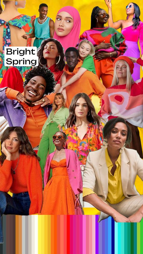 Bright Spring Palette, Bright Spring Clothes, Clear Spring Palette, True Spring Colors, Bright Colored Outfits, Clear Spring, Queen Shop, Spring Palette, Spring Color Palette