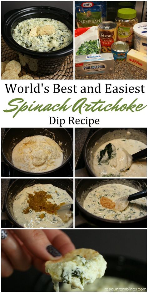 This is a keeper. Finally a spinach artichoke dip that is super delicious and takes only 15 minutes. Also crock pot compatible Spinach Artichoke Dip Recipe Easy, Spinach Artichoke Dip Crockpot, Spinach Artichoke Dip Easy, Best Spinach Artichoke Dip, Spinach Artichoke Dip Recipe, Crockpot Appetizers, Spinach Dip Recipe, Artichoke Dip Recipe, Spinach Artichoke Dip