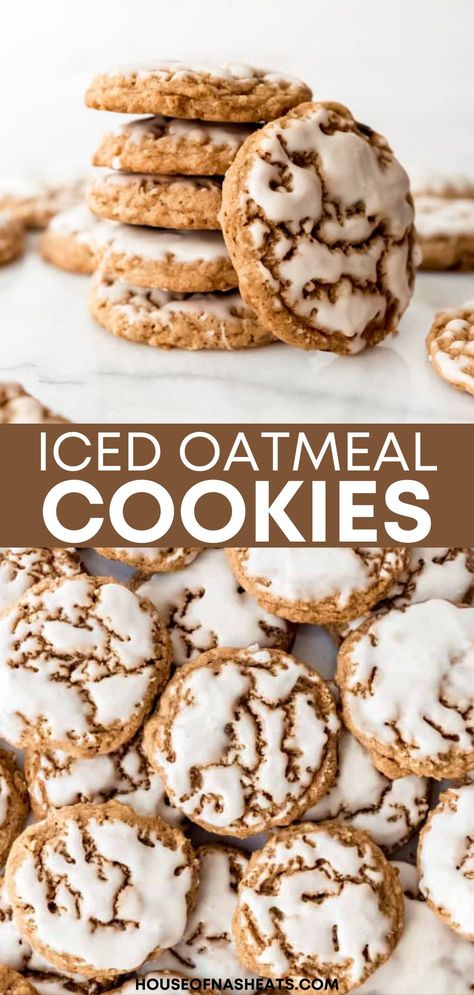 Old Fashioned Oatmeal Cookies, Desserts Table, Cookies Chewy, Iced Oatmeal Cookies, Peanut Butter No Bake, Cookies Soft, Rolled Sugar Cookies, Dipped Cookies, Vanilla Icing