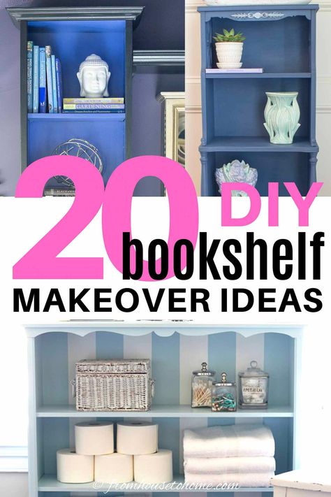 Looking for some easy ways to make your shelves more interesting? Check out these 7 simple ways to dress up your bookshelves. #fromhousetohome #diy #home #decor  #diydecorating #furniture Painting Bookshelves, Bookshelf Makeover Diy, Easy Diy Bookshelf, Build Your Own Shelves, Brown Bookcase, Bookshelf Makeover, Bookcase Makeover, Diy Furniture Makeover Ideas, Painted Bookshelves