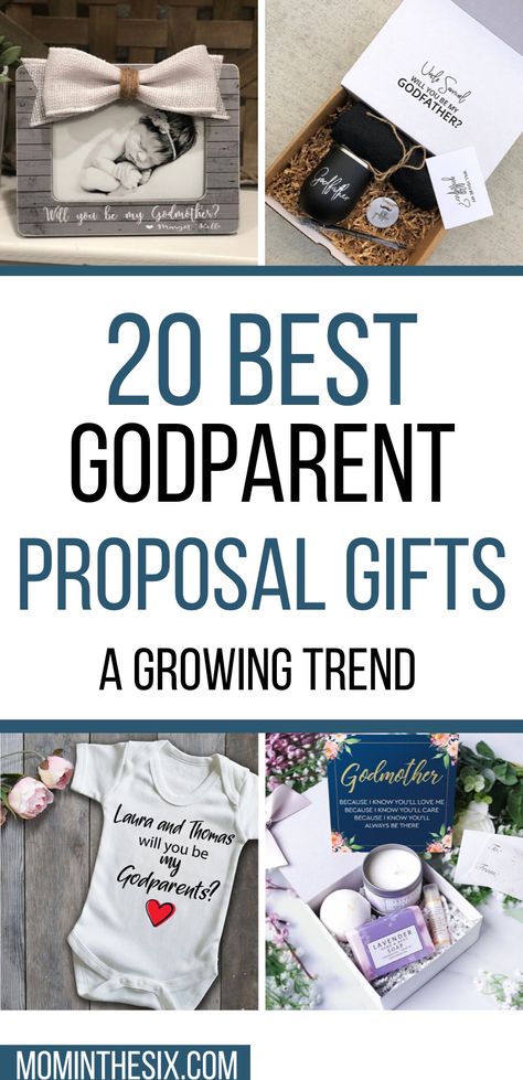 20 Best Godparent Proposal Gifts for Baptisms and Christenings.  Memorable gifts for Godparents. Godfather Gifts. Godmother Gifts.  Baptism Gifts.  #baptism #godparents #christening #mominthesix Godparents Proposal Ideas, Asking Godparents, Godparent Request Ideas, Godparent Request, Godmother Gifts Baptisms, Godmother Request, Funny Proposal, Gifts For Godparents, Godparent Proposal