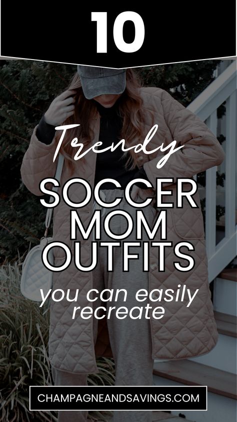 Looking for trendy soccer mom outfits to copy this season? These chic mom outfit ideas are perfect if you love embracing sporty fashion on your child's game day! And the best part is that these looks are cute athleisure and casual outfit ideas on and off the field! Classy Soccer Mom Outfit, What To Wear To A Soccer Match, Cool Soccer Mom Outfit, Cute Outfits For Sporting Events, Basketball Tournament Outfit, Cold Weather Soccer Mom Outfits, Amusement Park Mom Outfit, Soccer Mom Outfit Plus Size, Soccer Mom Winter Outfit