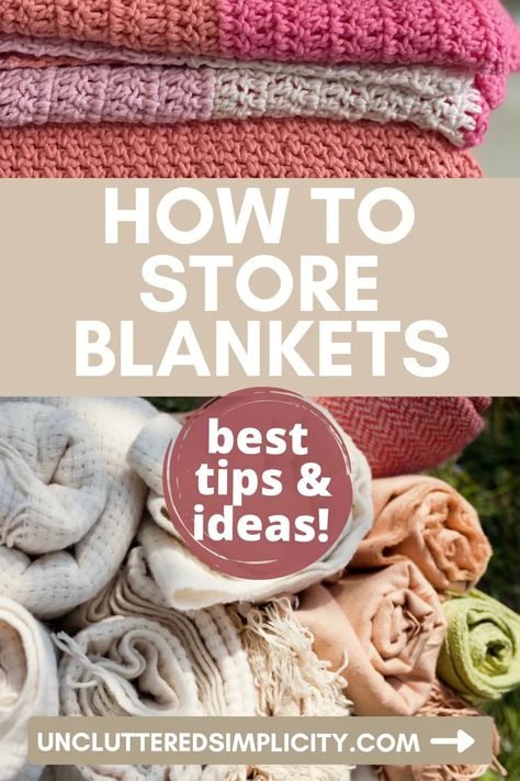 Organizing Blankets In Closet, Diy Linen Closet, Blanket Ladder Ideas, Modern Cozy Home, Linen Closet Storage, Store Blankets, Sheet Storage, Organizing Linens, Comforter Storage