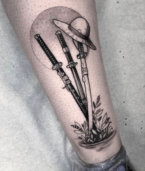 One Piece Tattoo Zoro Swords, Anime Tattoo Designs One Piece, Jujutsu Kaisen Minimalist Tattoo, Zoro And Luffy Tattoo Ideas, Enma Zoro Swords Tattoo, One Piece Tattoo Ideas Design, Zoro Swords Tattoo, Zoro Tattoo Ideas, Zoro Tattoo Design