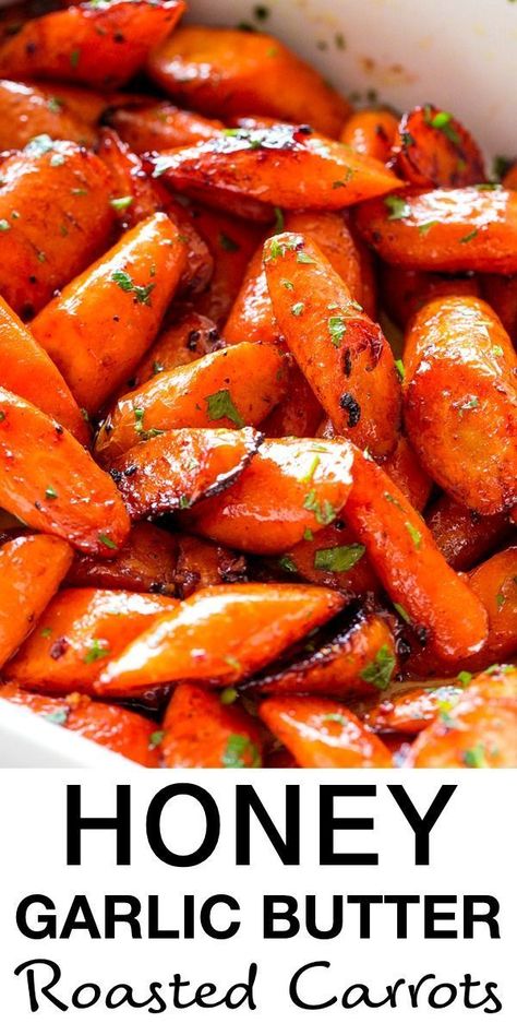 Roasted carrots prepared with the most incredible garlic butter and sweet honey sauce. One of my favorite ways to make glazed carrots! #carrots #easter #vegetarian Carrots Glazed, Butter Roasted Carrots, Carrot Recipes Side Dishes, Glazed Carrots Recipe, Health Memes, Carrots Recipe, Roasted Vegetable Recipes, Glazed Carrots, Carrot Recipes