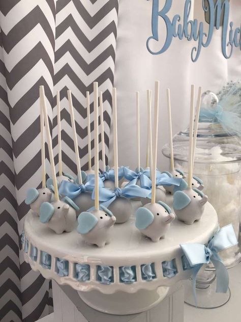 Elephant Baby Shower Theme Boy, Baby Shower Desserts Boy, Elephant Baby Shower Cake, Boy Baby Shower Centerpieces, Peanut Baby Shower, Elephant Baby Shower Decorations, Elephant Baby Shower Boy, Babyshower Party, Elephant Baby Shower Theme