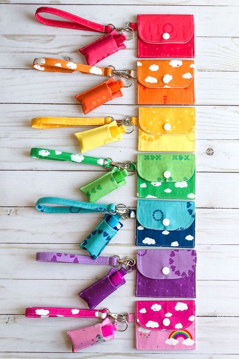 Fabric Chapstick Holder Pattern, Small Square Bag Sewing Pattern, Card Pocket Diy, Sew Beginner Projects, Cute Fabric Keychain, Fabric Teacher Gifts, How To Make Chapstick Holder, Quilted Notebook Cover Free Pattern, Sewing Keychain Pattern