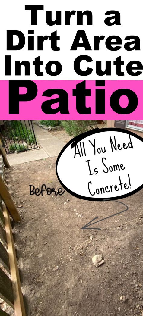 Do you have a small, ugly dirt area that won't grow grass? Try this easy idea with just concrete and a mold to turn it into a cute patio that is also easy to take care of. This is great for backyards, gardening areas, side yards, or anything that is just dirt. You can make this project in the summer, spring, or even the fall. It is cheap and easy! Backyard Patio Designs Diy Cheap, Cheap Small Backyard Ideas, Dirt Area In Backyard, Cheap Concrete Patio Ideas, Recycled Concrete Ideas, Diy Concrete Patio Ideas, Back Patio Ideas On A Budget Concrete, Patio Ground Ideas On A Budget, Inexpensive Yard Ideas