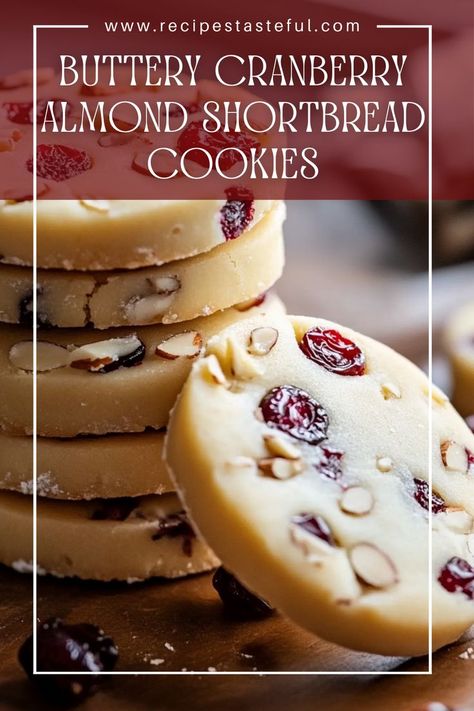 These delightful Buttery Cranberry Almond Shortbread Cookies are rich, tender, and bursting with flavors of almond and tart cranberries. Perfect for holiday gatherings or as a sweet treat any time of year, they offer a satisfying crunch from toasted almonds and a melt-in-your-mouth texture that everyone will love. Cranberry Shortbread Cookies, Almond Shortbread, Shortbread Cookies Christmas, Almond Shortbread Cookies, Almond Meal Cookies, Christmas Desserts Easy, Cranberry Almond, Shortbread Bars, Cranberry Cookies