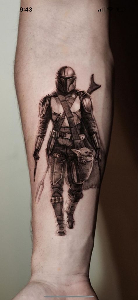 Realism mandalorian tattoo Mandalorian Tattoo, Star Wars Tattoo Sleeve, Knight Tattoo, Star Wars Painting, Movie Tattoos, Geek Tattoo, D Tattoo, Star Wars Tattoo, Star Wars Images