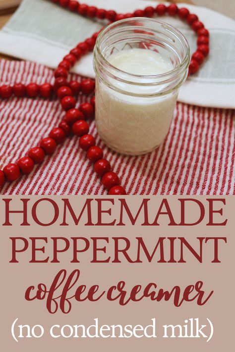 This simple homemade coffee creamer recipe is made without condensed milk! You’ll use 4 simple ingredients to make a delicious peppermint creamer that you can enjoy all season long. Make peppermint lattes, peppermint iced coffees, or whatever other peppermint flavored drink you prefer! #coffeecreamerrecipe #homemadecreamer #peppermintcoffee #starbuckscopycat #easylatte #peppermintflavor Homemade Coffee Creamer No Condensed Milk, Peppermint Mocha Coffee Creamer Recipe, Homemade Peppermint Coffee Creamer, Peppermint Creamer Homemade, Healthy Peppermint Mocha Creamer, Homemade Peppermint Mocha Coffee Creamer, Dairy Free Peppermint Mocha Creamer, Peppermint Creamer Recipe, Homemade Creamer Without Condensed Milk