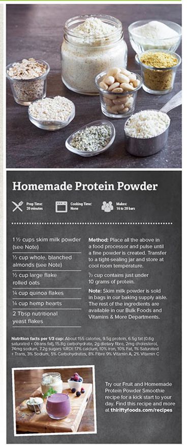 Homemade Protein Powder - saved from Thrifty's flyer Natural Protein Powder Recipes, How To Make Protein Powder, Homemade Whey Protein Powder, Homemade Protein Powder Recipes, Protien Powders Diy, Diy Protein Powder Homemade, Home Made Protein Powder, Diy Protein Powder, Holistic Kitchen