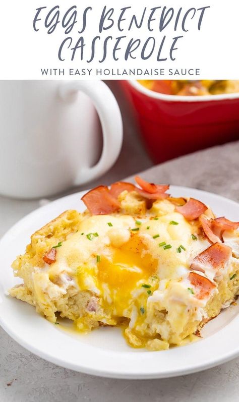 This eggs benedict casserole is absolutely heavenly. With brunch-worthy eggs on top, complete with those classic eggs benedict runny yolks, it's all smothered in a crazy easy microwave hollandaise sauce. This overnight breakfast casserole is the absolute best and perfect for Christmas morning! Make Ahead Eggs Benedict, Microwave Hollandaise Sauce, Brunch Casseroles, Benedict Casserole, Eggs Benedict Casserole, 40 Aprons, Morning Meals, Halloween Breakfast, Overnight Breakfast Casserole