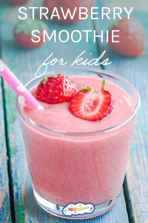 Prepare this quick and easy strawberry smoothie for breakfast, lunch, or as a healthy kids’ after-school snack! Homemade Smoothies Recipes Healthy, Breakfast Smoothie Recipes For Kids, Strawberry Smoothie Recipe With Yogurt, Simple Smoothie Recipes For Kids, Smoothies For Kids With Veggies, Smoothie Recipes Yummy, Kids Breakfast Smoothie, Healthy Kid Breakfast On The Go, Kids Smoothies Healthy