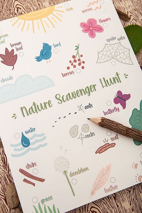 Simple Nature Scavenger Hunt, Preschool Nature Scavenger Hunt Free Printables, Fairy Scavenger Hunt Free Printable, Toddler Nature Scavenger Hunt, Color Nature Walk, Printable For Preschoolers, Nature Color Scavenger Hunt, Nature Scavenger Hunt Free Printable, Nature Hunt Printable