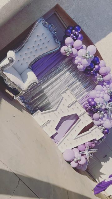 Purple Quince Backdrop, Quince Decorations Purple And Gold, Purple Butterfly Centerpieces Quinceanera, Quince Decorations Purple And Silver, Lilac Quinceanera Centerpieces, Purple Venue Quince, Purple And Blue Quinceanera Ideas, Lilac And Silver Quinceanera Ideas, Purple Theme Quince