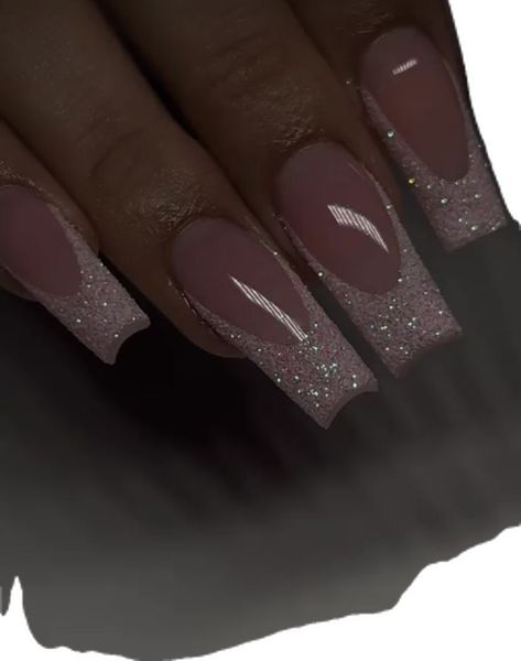 Coffin French Tip Nails With Glitter, Pink Silver Prom Nails, New Years Nails Ballerina, Glitter French Tip Nails Coffin, Birthday Nail Inspo Coffin, Birthday Nails Ballerina, Cute Formal Nails, Nice French Tip Nails, Mail Inspo Winter