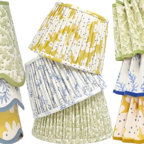 #springstyle by @lightstylist_uk X @linwood_fabric Shop the shades in our story now 🤍 Scallop, gathered, pleated - customise any size, shape and colour 🤍 Patterned Lampshades, Linwood Fabrics, Colorful Chandelier, Pleated Lamp Shades, Fabric Chandelier, Decorative Lamp Shades, Chandelier Shades, Trim Color, Color Swatches