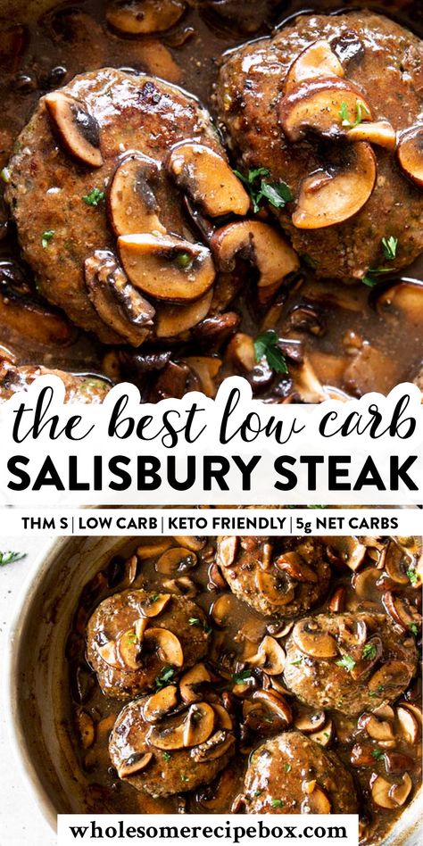 Low Carb Salisbury Steak, Salisbury Steak With Mushroom Gravy, Steak With Mushroom Gravy, Breakfast Low Carb, Keto Beef Recipes, Mushroom Gravy, Salisbury Steak, Ground Beef Recipes For Dinner, Low Carb Diet Recipes