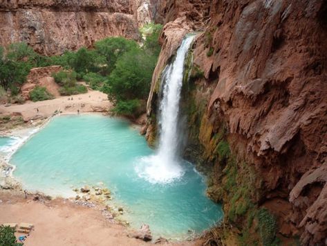 1. Pay a visit to one of Arizona’s most incredible waterfalls. Grand Canyon Waterfalls, Arizona Waterfalls, Havasupai Falls, Usa Roadtrip, Havasu Falls, Arizona Hiking, Hiking Destinations, Thanksgiving Family, Arizona Travel